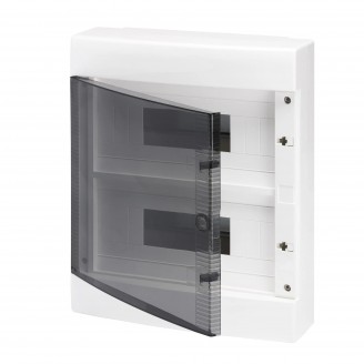 Tablou de Distributie Montaj Aparent cu Usa Transparenta Fumurie - Pre-Aranjat pentru Blocul de Borne - (12X2) 24 Module IP40 Gewiss GW40047