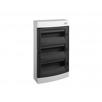 Tablou, cofret de distributie, din plastic, montare aparenta, usa transparenta, IP40, 3 rânduri, 3x12 module, Noark, 101502, PNS 36T